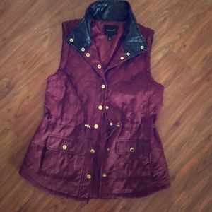 Burgundy Button Up Quilted Vest